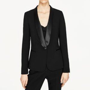Zara black tuxedo blazer with satin lapel